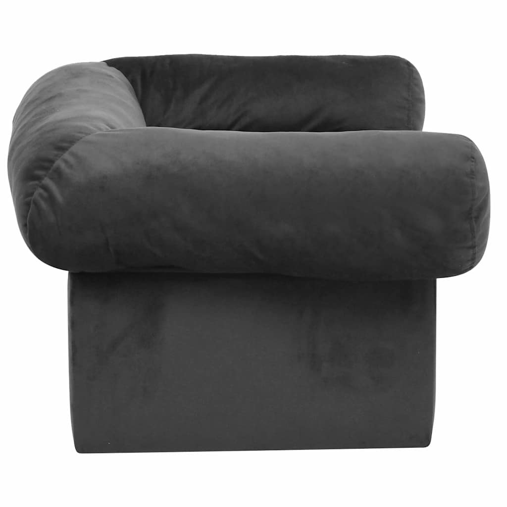 171079 vidaXL Dog Sofa with Drawer Dark Grey 75x50x38 cm Plush