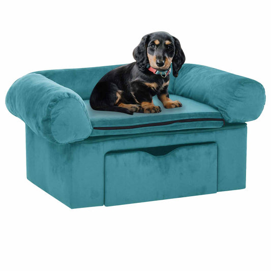 Dog Sofa with Storage Turquoise 75 x 50 x 38cm Plush