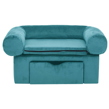 Dog Sofa with Storage Turquoise 75 x 50 x 38cm Plush