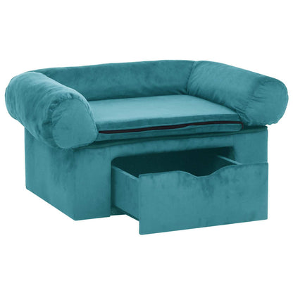 Dog Sofa with Storage Turquoise 75 x 50 x 38cm Plush
