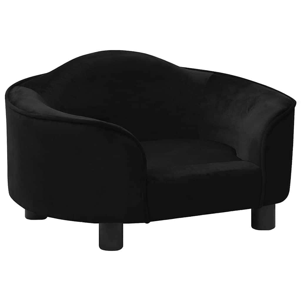 Dog Sofa | Black | Plush | 67 x 47 x 36 cm | Dog Sofa | Rectangular