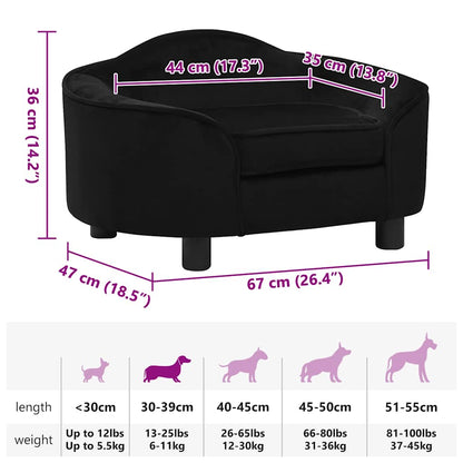 171086 vidaXL Dog Sofa Black 67x47x36 cm Plush