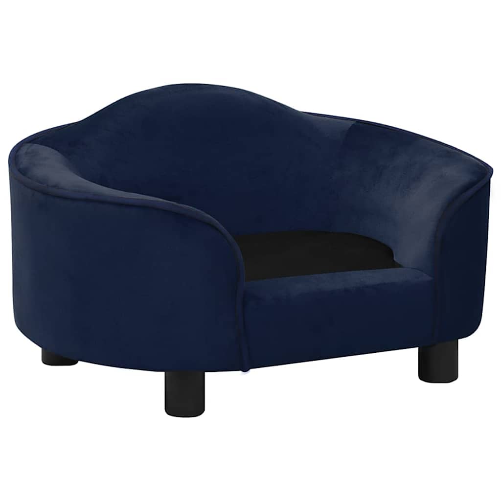Dog Sofa | Blue | Plush, Solid Pine Wood | 67 x 47 x 36 cm | Dog Sofa