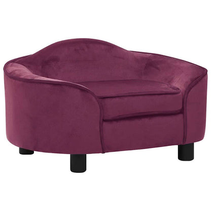 Dog Sofa | Burgundy | Plush, Solid Pinewood, Foam | Medium | Dog Sofa
