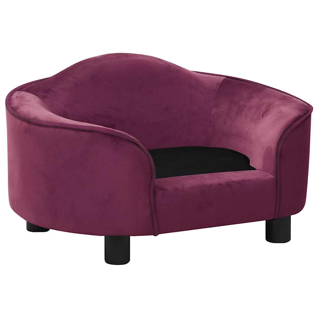 Dog Sofa | Burgundy | Plush, Solid Pinewood, Foam | Medium | Dog Sofa