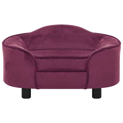 Dog Sofa | Burgundy | Plush, Solid Pinewood, Foam | Medium | Dog Sofa