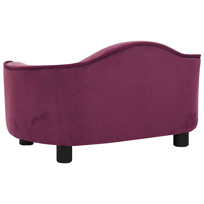 Dog Sofa | Burgundy | Plush, Solid Pinewood, Foam | Medium | Dog Sofa