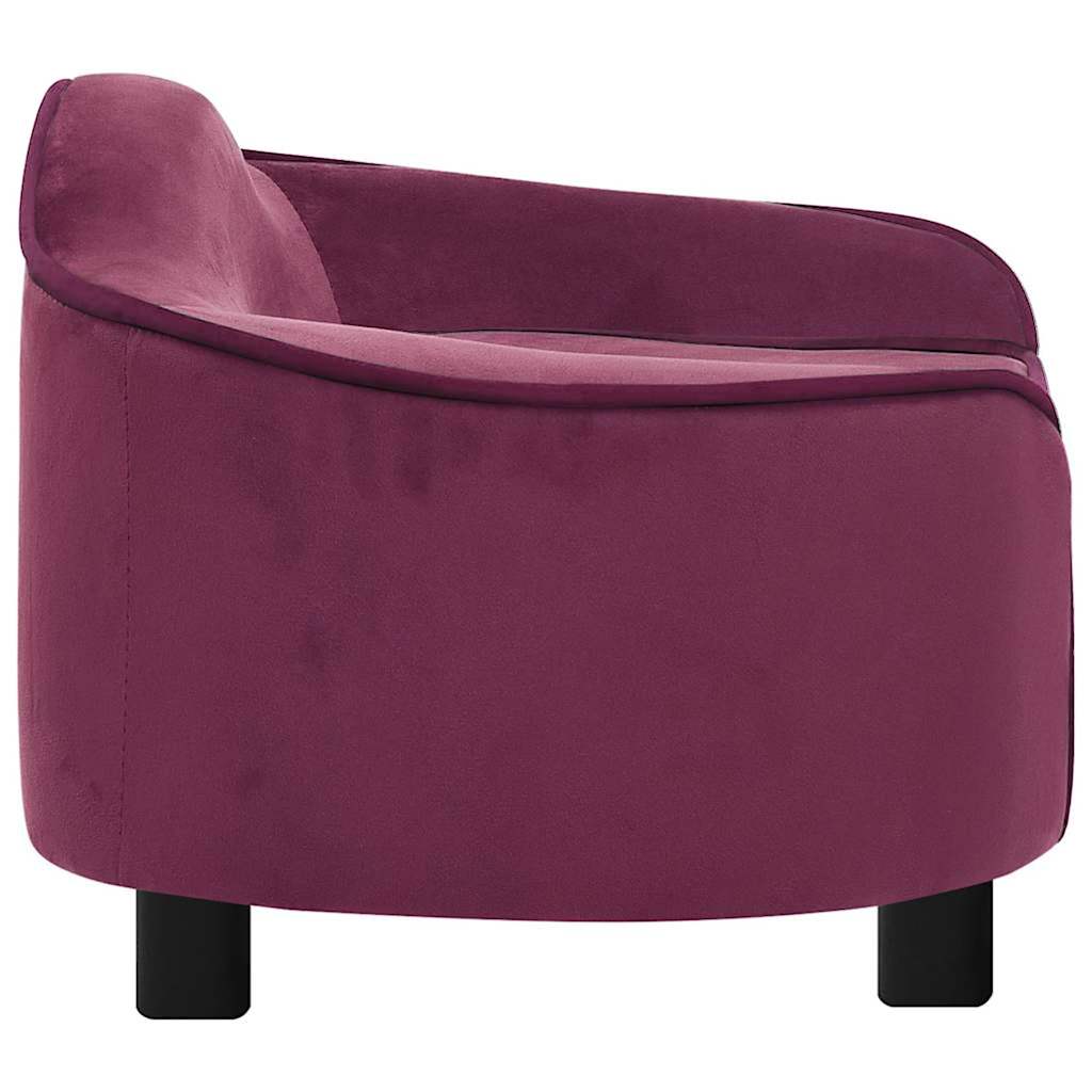 Dog Sofa | Burgundy | Plush, Solid Pinewood, Foam | Medium | Dog Sofa