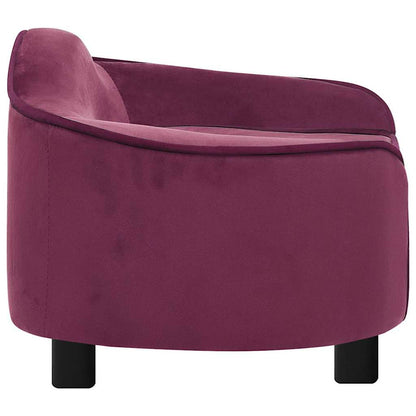 Dog Sofa | Burgundy | Plush, Solid Pinewood, Foam | Medium | Dog Sofa
