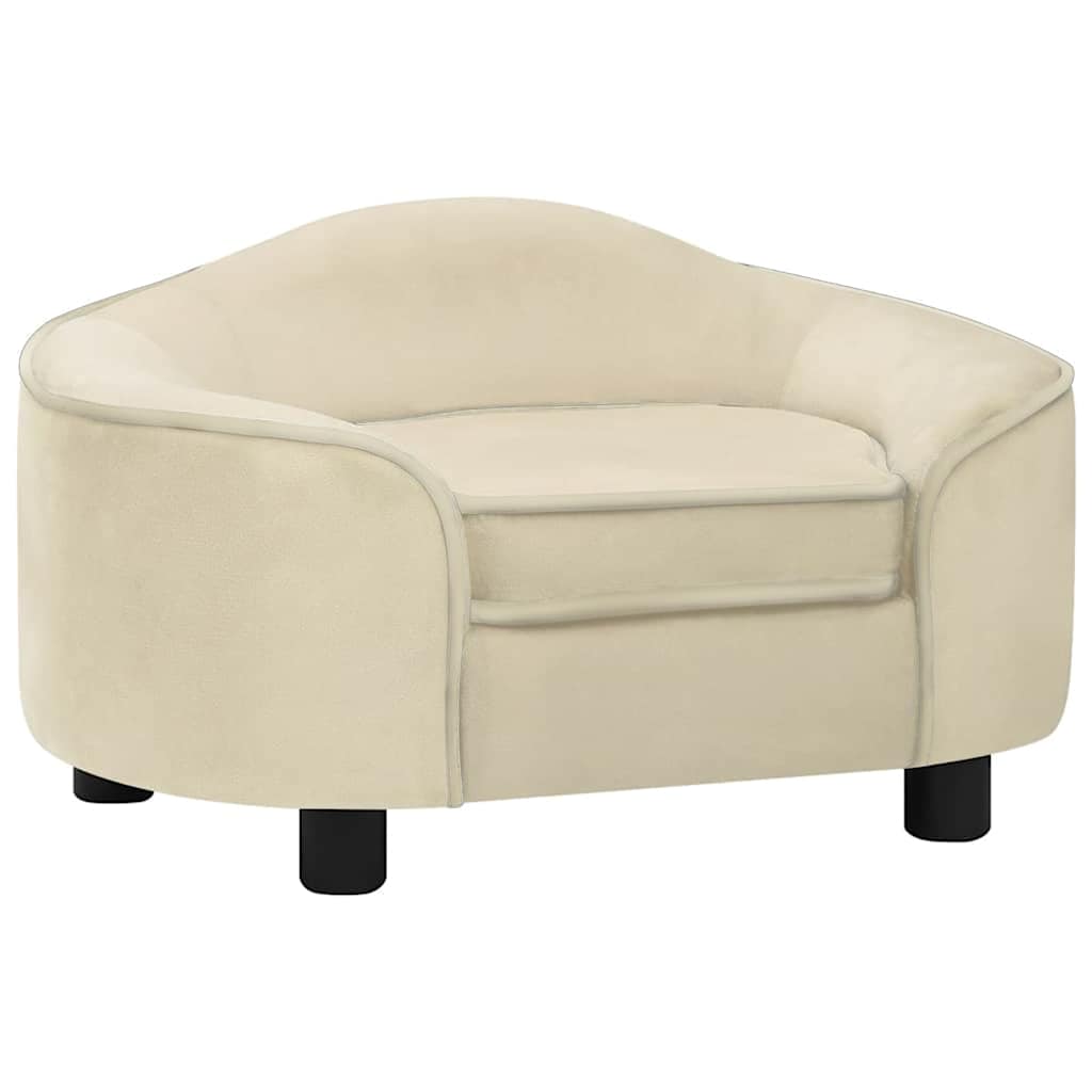 Dog Sofa | Cream | Plush, Solid Pinewood, Foam | 67 x 47 x 36 cm