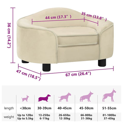 Dog Sofa | Cream | Plush, Solid Pinewood, Foam | 67 x 47 x 36 cm