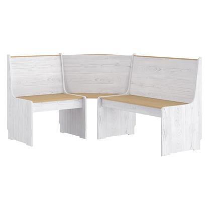 Corner Bench "REINE" 151 cm Honey Brown&White Solid Wood Pine