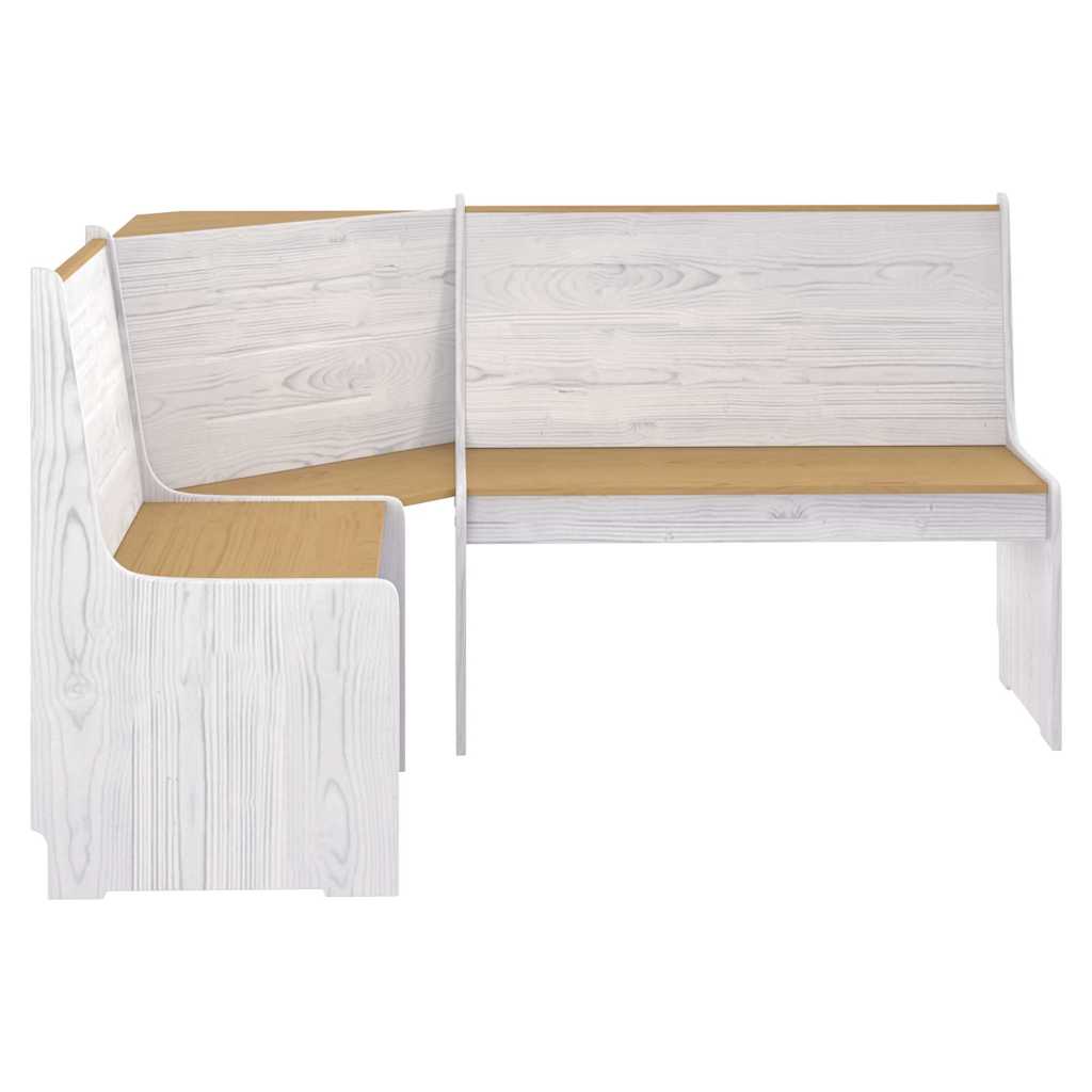 Corner Bench "REINE" 151 cm Honey Brown&White Solid Wood Pine
