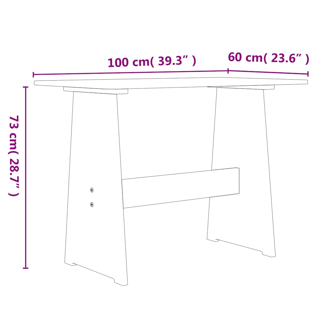 Dining Table with Bench REINE Honey Brown&Grey Solid Wood Pine