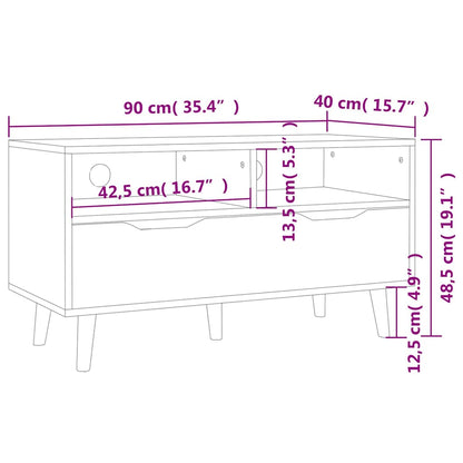 326785 vidaXL TV Cabinet Smoked Oak 90x40x48,5 cm Engineered Wood