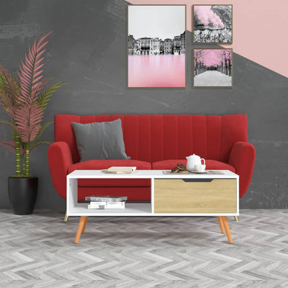 326791 vidaXL Coffee Table White and Sonoma Oak 100x49,5x43 cm Engineered Wood
