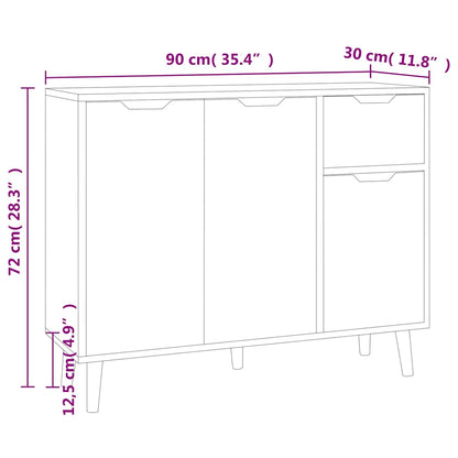 326819 vidaXL Sideboard High Gloss White 90x30x72 cm Engineered Wood