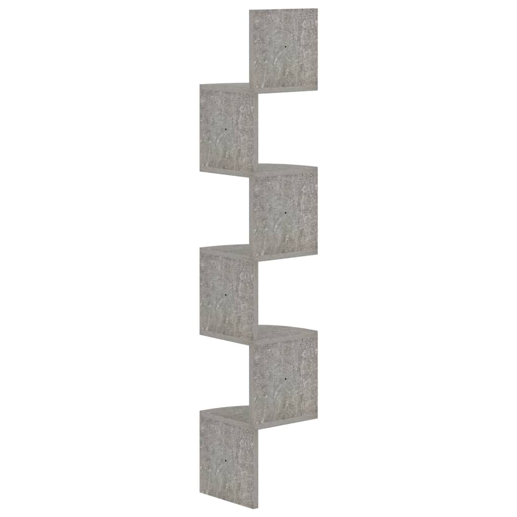 Wall Corner Shelf Concrete Grey 19x19x123 cm Engineered Wood