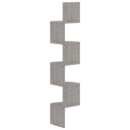 Wall Corner Shelf Concrete Grey 19x19x123 cm Engineered Wood