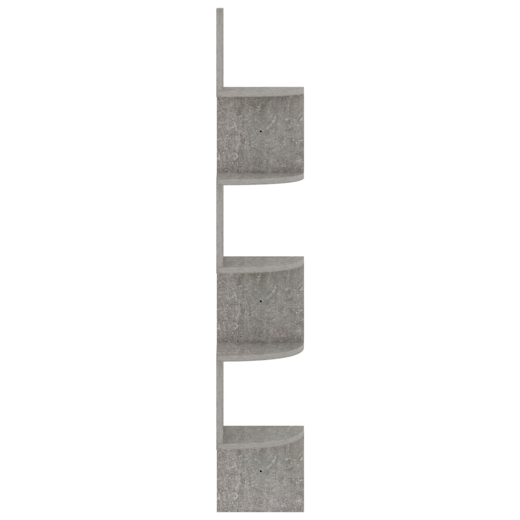 Wall Corner Shelf Concrete Grey 19x19x123 cm Engineered Wood