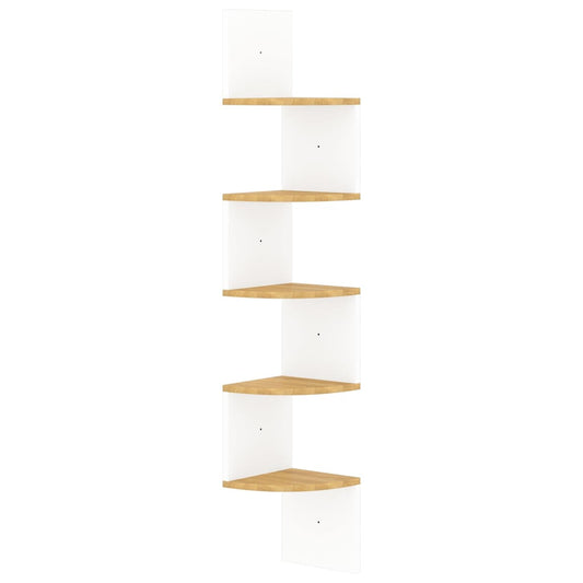 Wall Corner Shelf White and Sonoma Oak 19x19x123 cm Engineered Wood