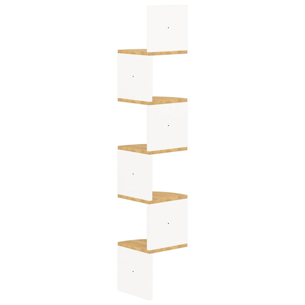 Wall Corner Shelf White and Sonoma Oak 19x19x123 cm Engineered Wood