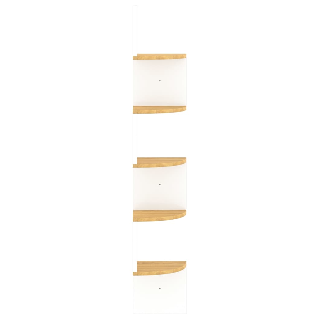 Wall Corner Shelf White and Sonoma Oak 19x19x123 cm Engineered Wood