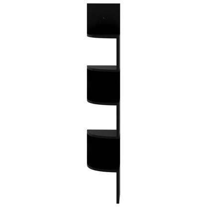 Wall Corner Shelf High Gloss Black 19x19x123 cm Engineered Wood