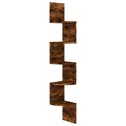Wall Corner Shelf Smoked Oak 19x19x123 cm Engineered Wood