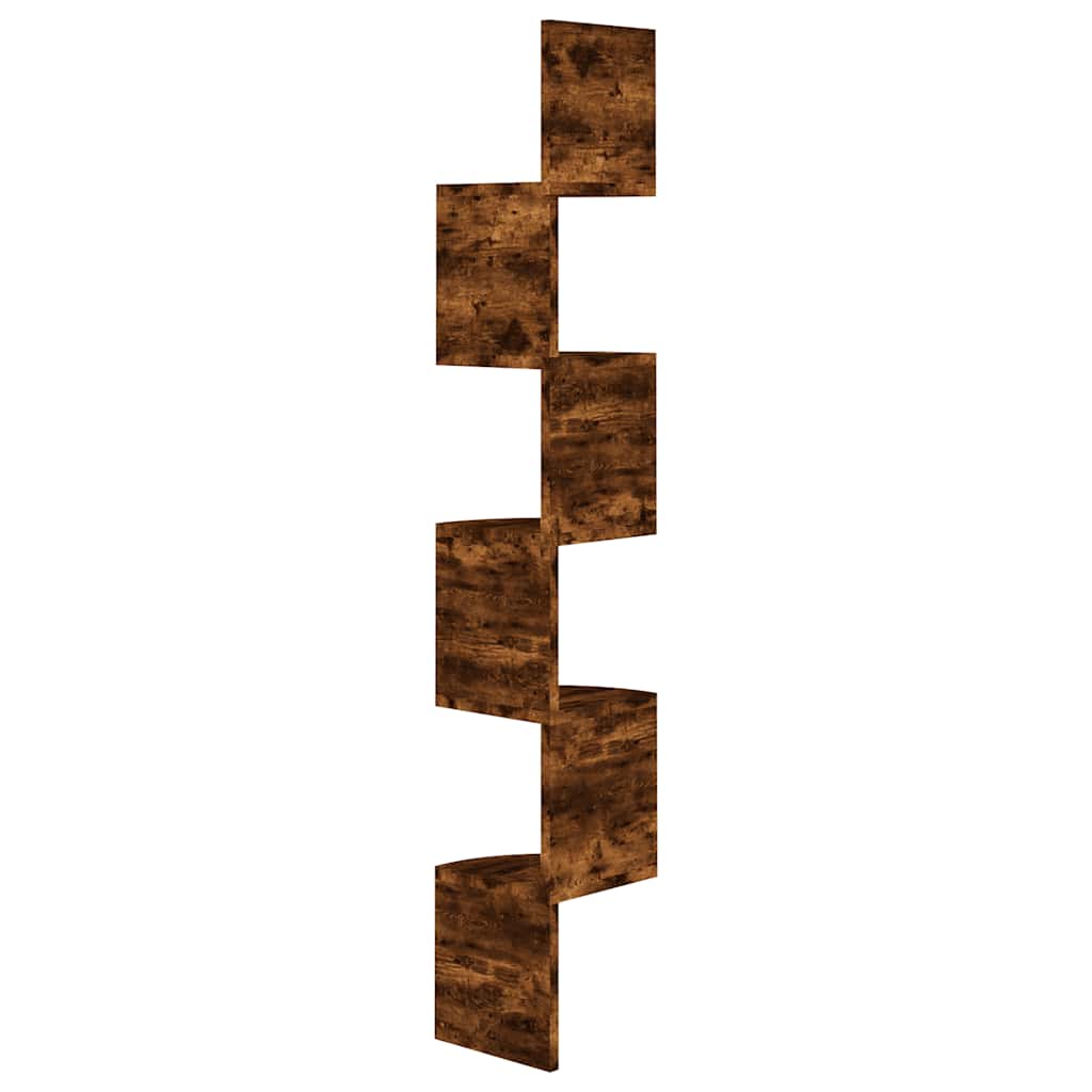 Wall Corner Shelf Smoked Oak 19x19x123 cm Engineered Wood