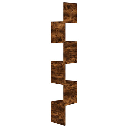 Wall Corner Shelf Smoked Oak 19x19x123 cm Engineered Wood