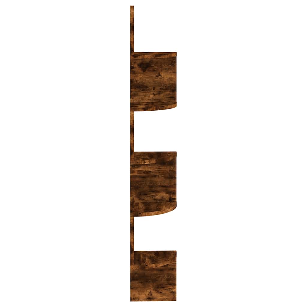 Wall Corner Shelf Smoked Oak 19x19x123 cm Engineered Wood