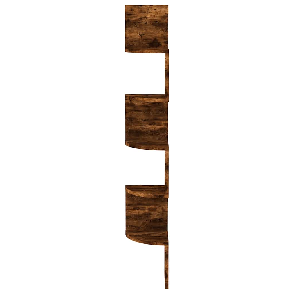 Wall Corner Shelf Smoked Oak 19x19x123 cm Engineered Wood