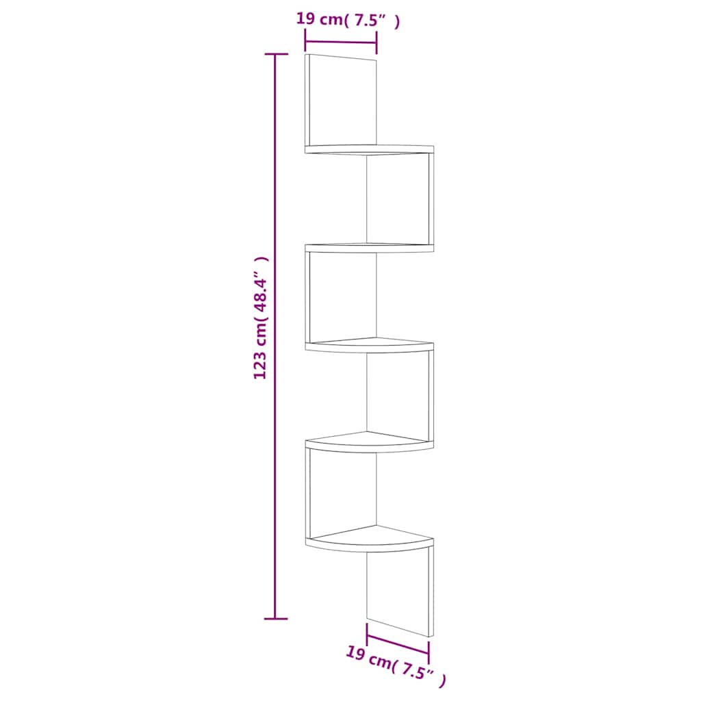 Wall Corner Shelf Smoked Oak 19x19x123 cm Engineered Wood