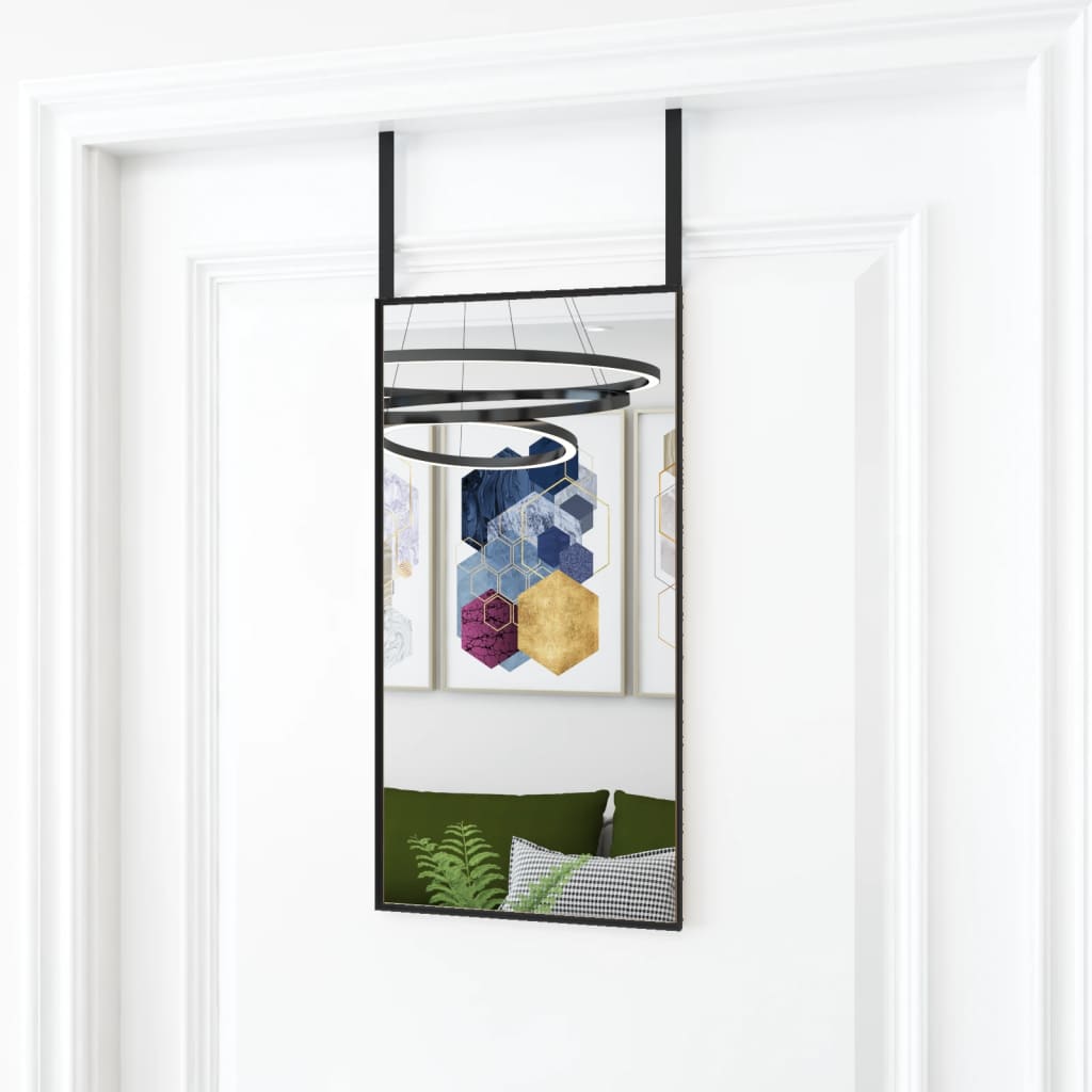 Door Mirror Black 30x60 cm Glass and Aluminium