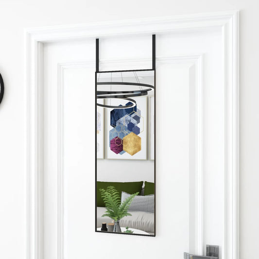327404 vidaXL Door Mirror Black 30x80 cm Glass and Aluminium
