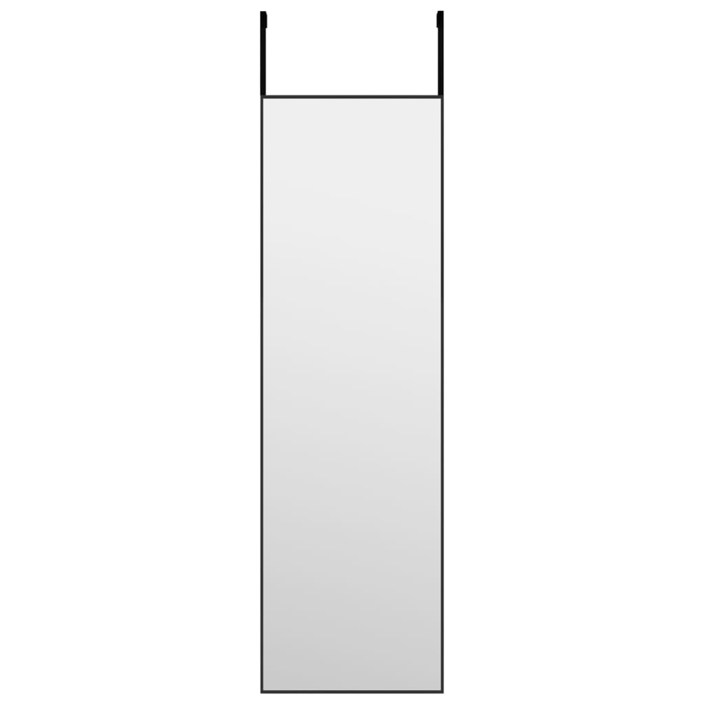 Door Mirror Black 30x100 cm Glass and Aluminium