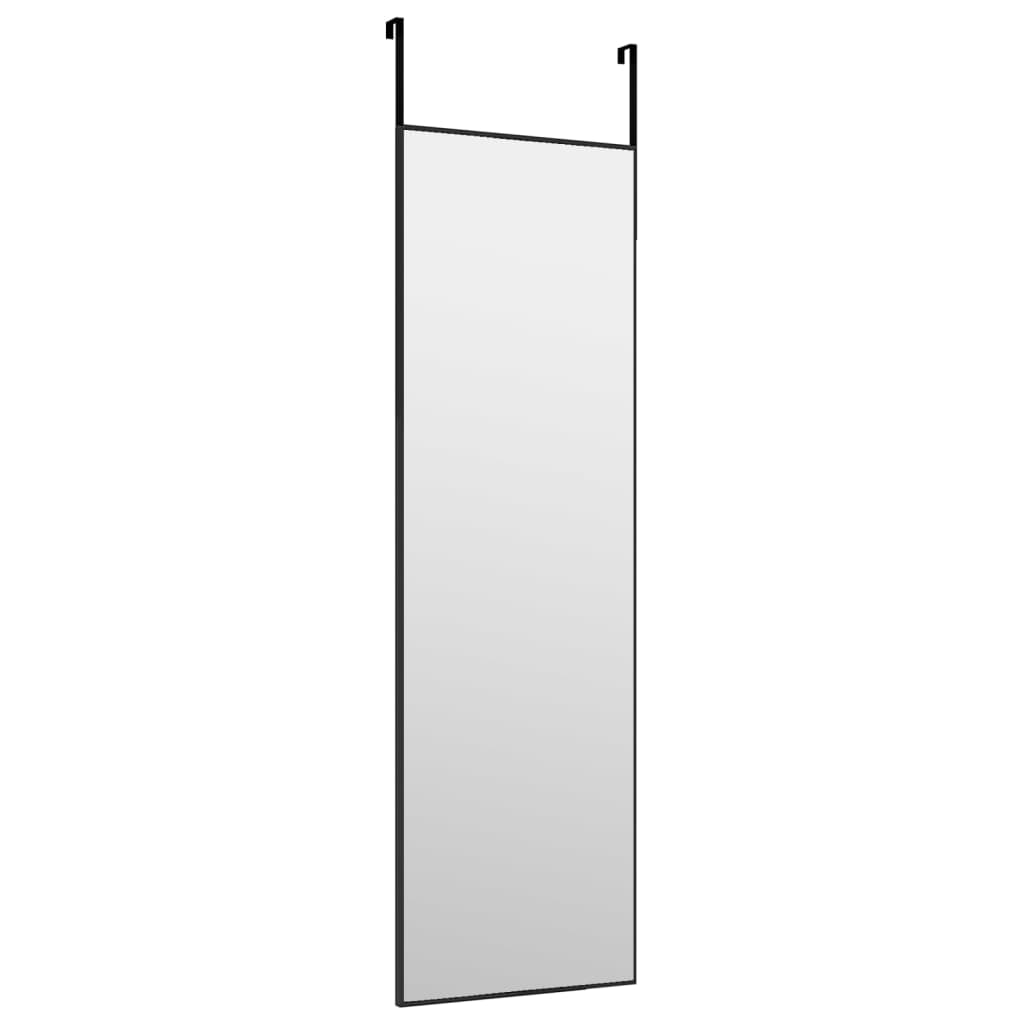Door Mirror Black 30x100 cm Glass and Aluminium