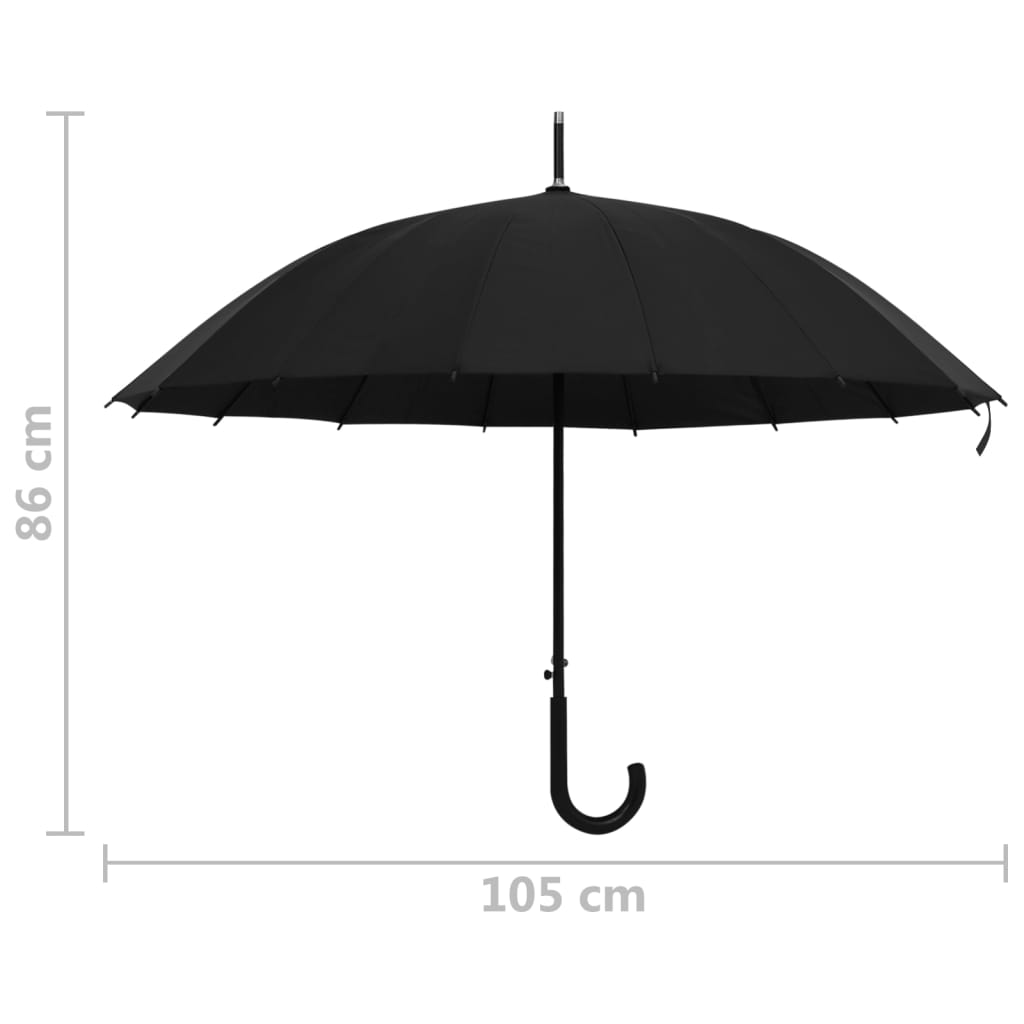 Umbrella | Black | 190T PG, Fibreglass, Metal | Standard | Portable