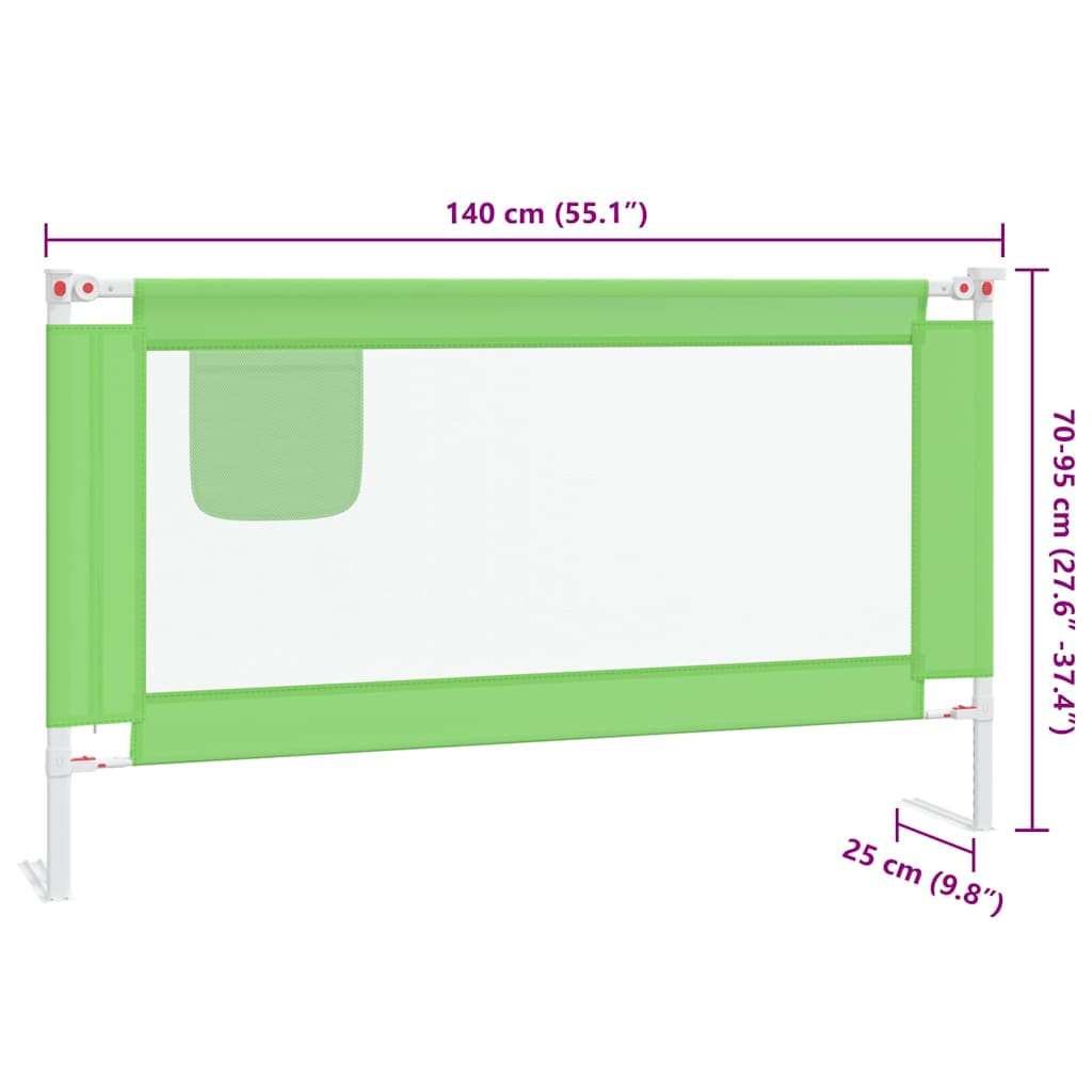 Toddler Safety Bed Rail Green 140x25 cm Fabric