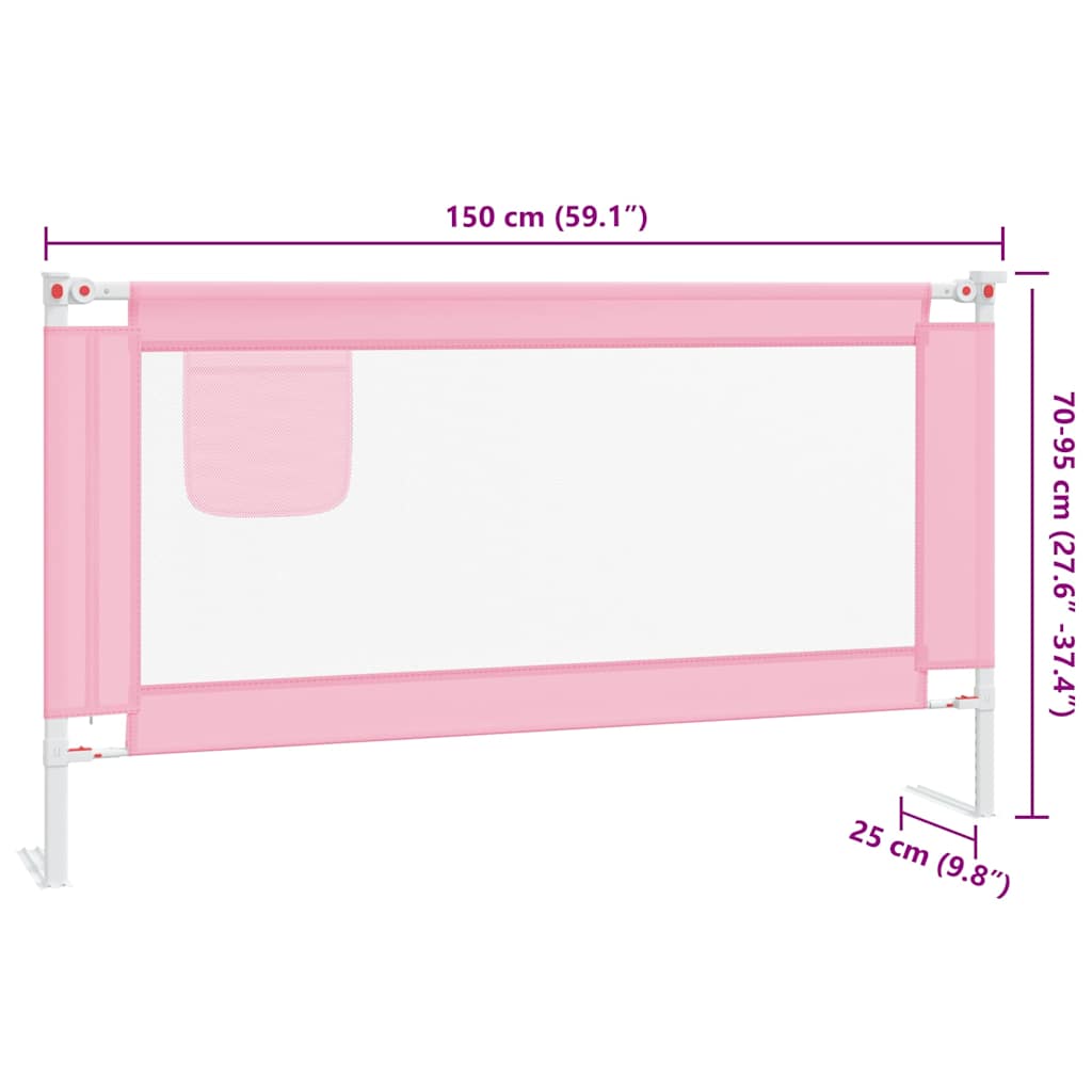 Toddler Safety Bed Rail Pink 150x25 cm Fabric