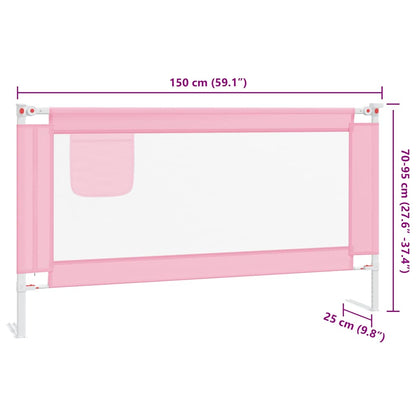 Toddler Safety Bed Rail Pink 150x25 cm Fabric