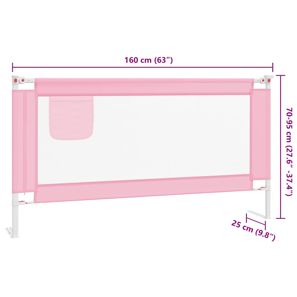 Toddler Safety Bed Rail Pink 160x25 cm Fabric