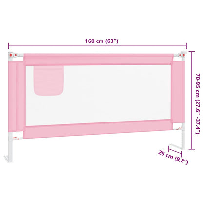 Toddler Safety Bed Rail Pink 160x25 cm Fabric