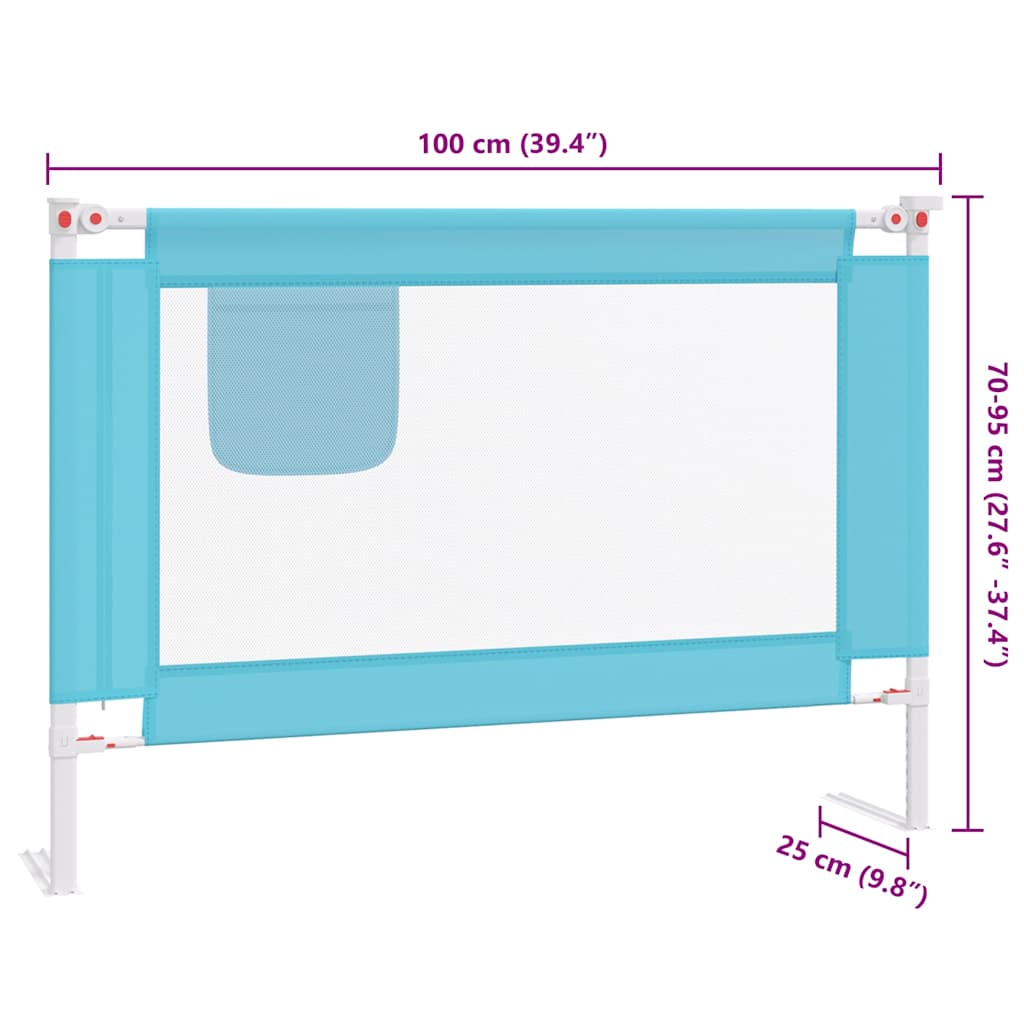 Toddler Safety Bed Rail Blue 100x25 cm Fabric