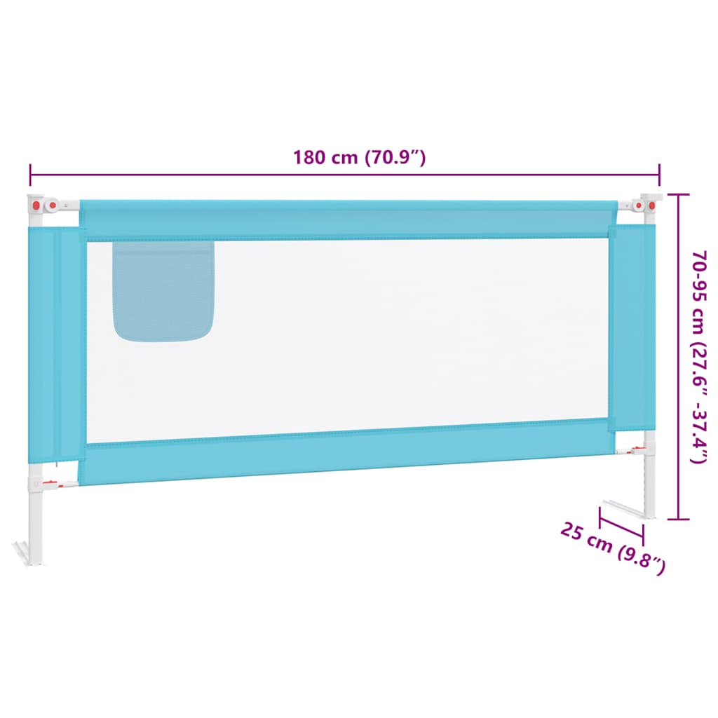 Toddler Safety Bed Rail Blue 180x25 cm Fabric