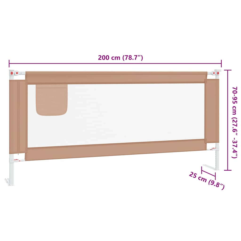 Toddler Safety Bed Rail Taupe 200x25 cm Fabric