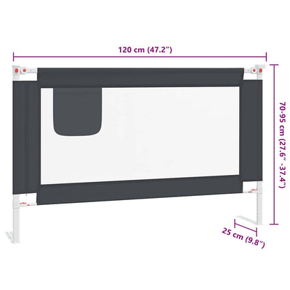 Toddler Safety Bed Rail Dark Grey 120x25 cm Fabric