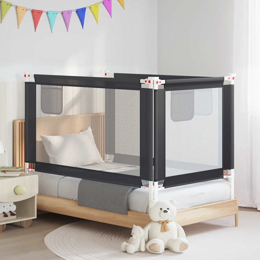 Toddler Safety Bed Rail Dark Grey 140x25 cm Fabric