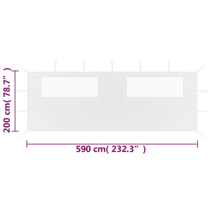 Gazebo Sidewall with Windows 6x2 m White